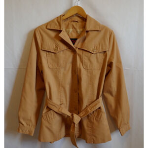 Scoop Women's Vintage Khaki Rain Utility Trench Coat Jacket Button Belted 9/10